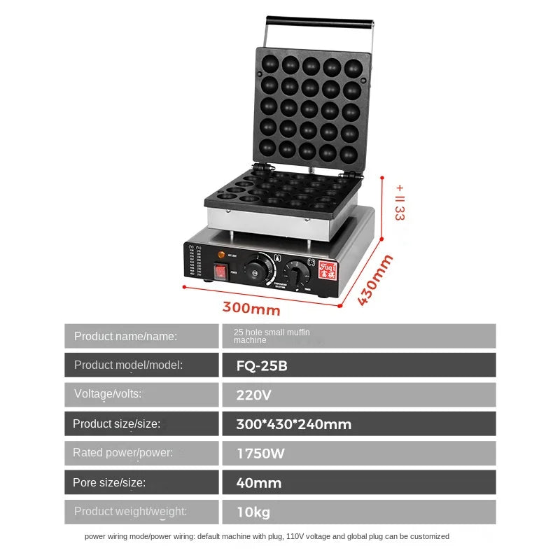 25pcs Electric Dutch Poffertjes Waffle Machine Small Round-Shape Mini Dutch Pancake Machine