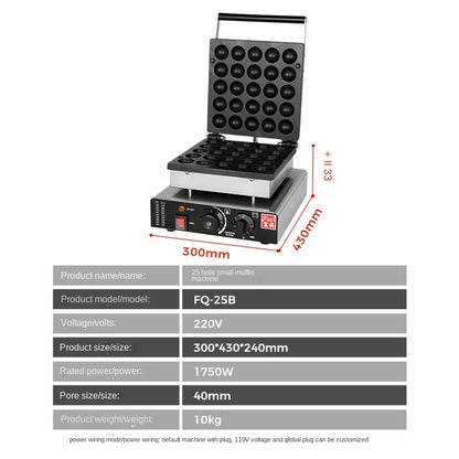 25pcs Electric Dutch Poffertjes Waffle Machine Small Round-Shape Mini Dutch Pancake Machine