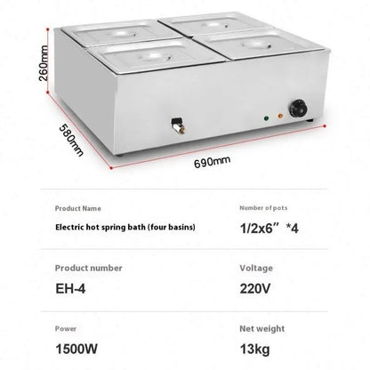 Warm Soup Pool Stainless Steel Heated Three Soup Pools Electric Soup tank Food Warmer Bain Marie Temperature Control