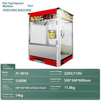 Red Roof Commercial Electric Pop Corn Making Maker Customized Popcorn Machine Popcorn Machine 8oz Kettle Popcorn Machine