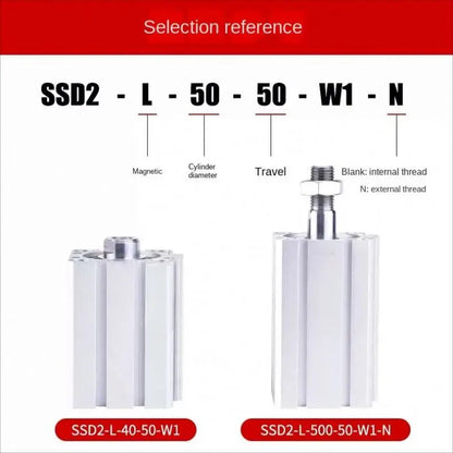 ANDUUK Compact Cylinder SSD2-L-12-5/10/15/20/25/30-N-W1/-W1 Thin Cylinder