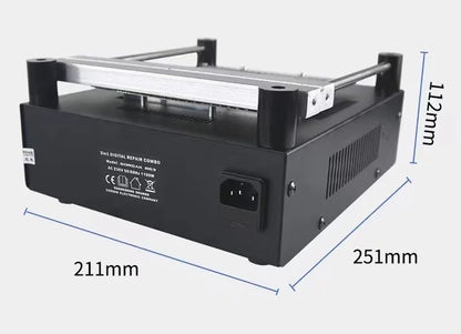 TEBAK TK-853 Preheater Infrared Heating Plate With ESD Brush and Leaded Solder Wire for PCB Board Repair
