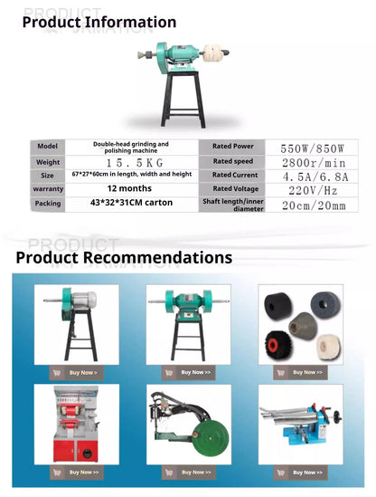 TEBAK  850W Double-head Grinding and Polishing Machine Multifunctional Luxury Leather Care