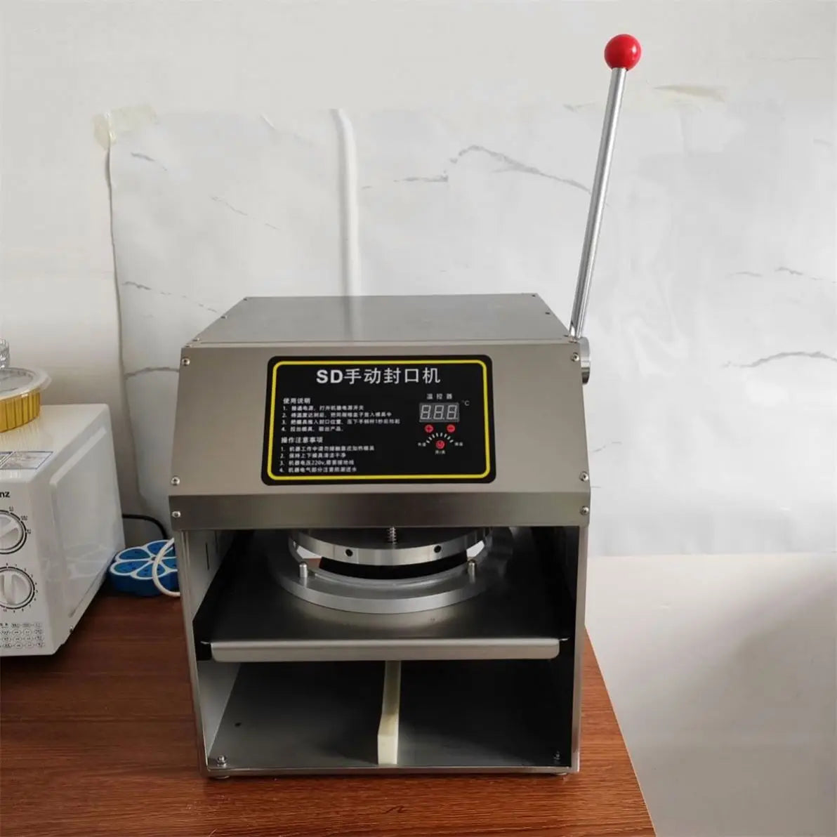 TEBAK Electric Aluminum Customized Fast Food Manual Semi-automatic Foil Square Sealer Container Heat Boxes Sealing Machine