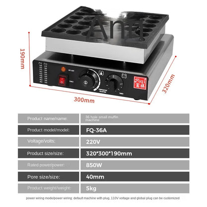 25pcs Electric Dutch Poffertjes Waffle Machine Small Round-Shape Mini Dutch Pancake Machine