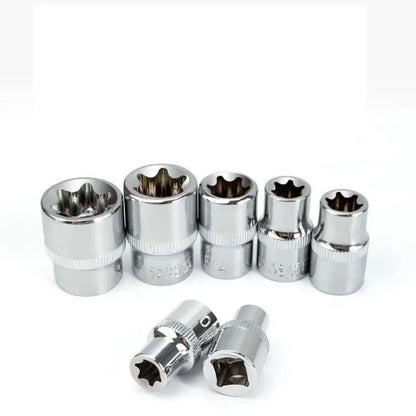 TEBAK Crv Material 14pcs/set E Torx Star Female Bit Sockets Set 1/2" 3/8" 1/4" Drive E4 - E24 Repair Tools Hand Tool Set Sleeve