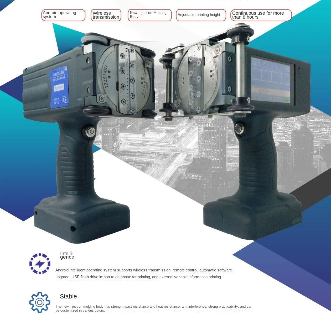 TEBAK XY-16 Large Character Inkjet Printer for Large Carton Big Character PVC Pipe Handheld Portable Printer