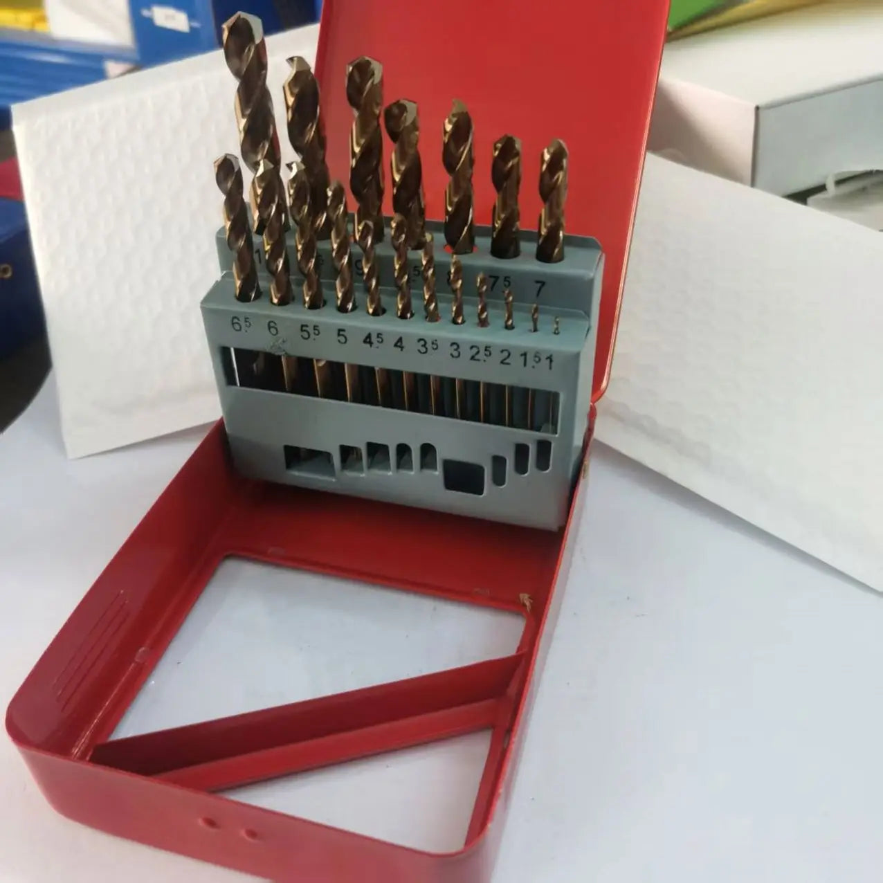 Iron Box 19PCS Din338 1.0-10mm M35 HSS Roast Yellow Cobalt Twist Drill Bit for Stainless Steel and Hard Metal Steel Drilling