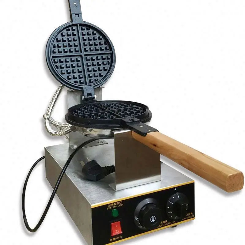 Commercial Waffle Maker Machine Stainless Steel Round Snack Machines Non Stick Rotating Waffle Making Machine