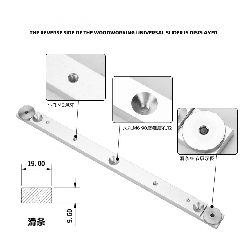 TEBAK W-10 Woodworking DIY Tools 300/450/650/850mm Aluminium Alloy Miter Bar Miter Slider Table Saw Miter Gauge Rod