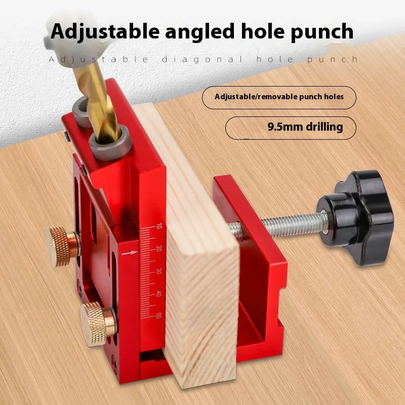 TEBAK W-147 Joinery Work OEM Alloy Pocket Hole Jig Two Hole Wood Jig System Kit with Drill Guide Step Drill Bit Plugs Screws