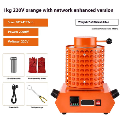 TEBAK Thermocouple Universal Melts Electric Furnace Copper Gold Heat Treatment Melting Electric Arc Heating Kilns Furnace