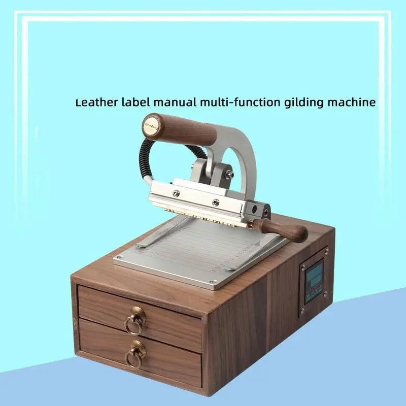 TEBAK Automatic Clothing Leather Tags Label Embossing Cutting Machine Hot Press Leather Stamping Machine
