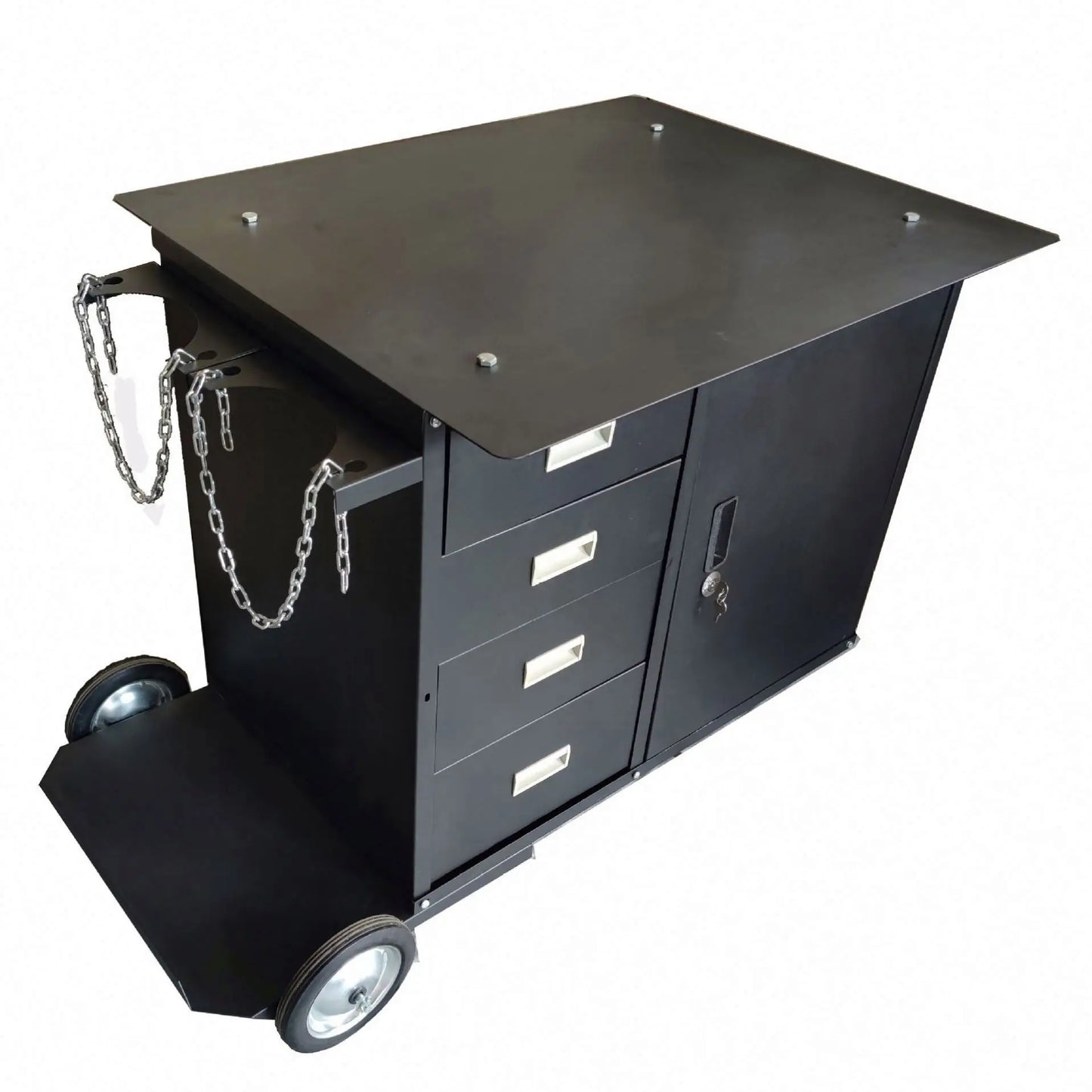 TEBAK Welding Cart Heavy Duty Welder MIG Universal Gas Cylinder Steel Welding Machine Trolley Cart With Chain Handle and Drawers