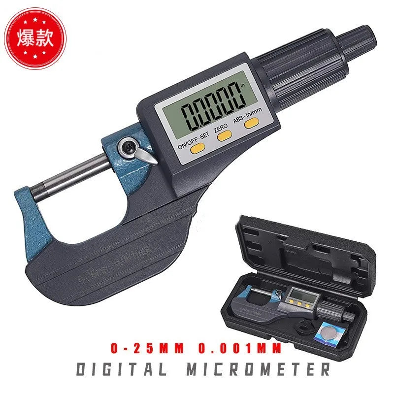 TEBAK Electronic Micrometer Wall Thickness Micrometer Digital Display Micrometer 0-25mm 0.001mm