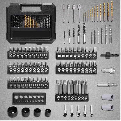 TEBAK Drill Bit Set for Wood Metal and Concrete Power Tools Kit Electric Drill Hand Tools Powerful Repair Parts
