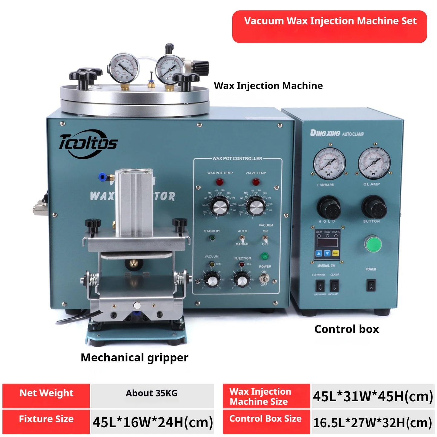 TEBAK Gold Silver Metal Jewelry Casting Equipment Vacuum Wax Injector Vacuum Casting Wax Injection Machine for Dental & Jewelry