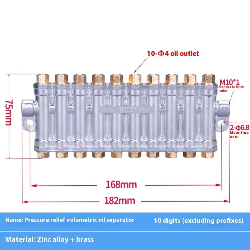 2-10 Oil outlet Lubricant Metering Device Quantitative Pressure Relief Oil Grease Distributor for Lubrication System
