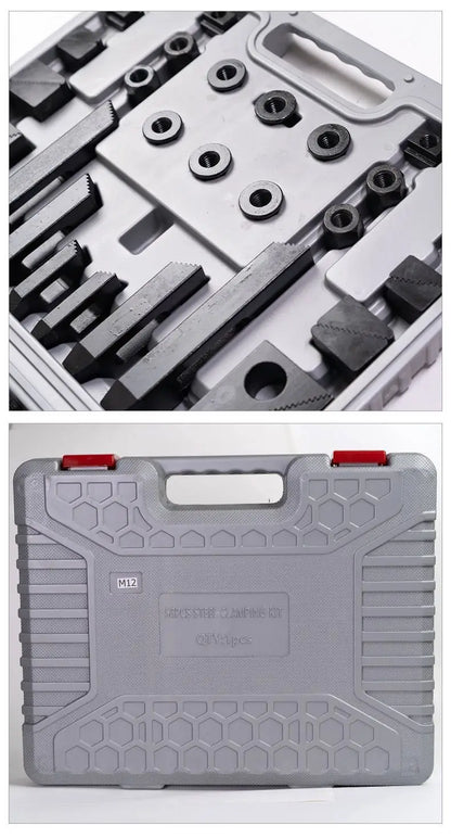 Machine Tool Accessories 58pcs Steel Clamping Kit M8 M10 M12 M14 M16 M18 M20 T Nut Clamping Kit Plastic Box Provided 1set