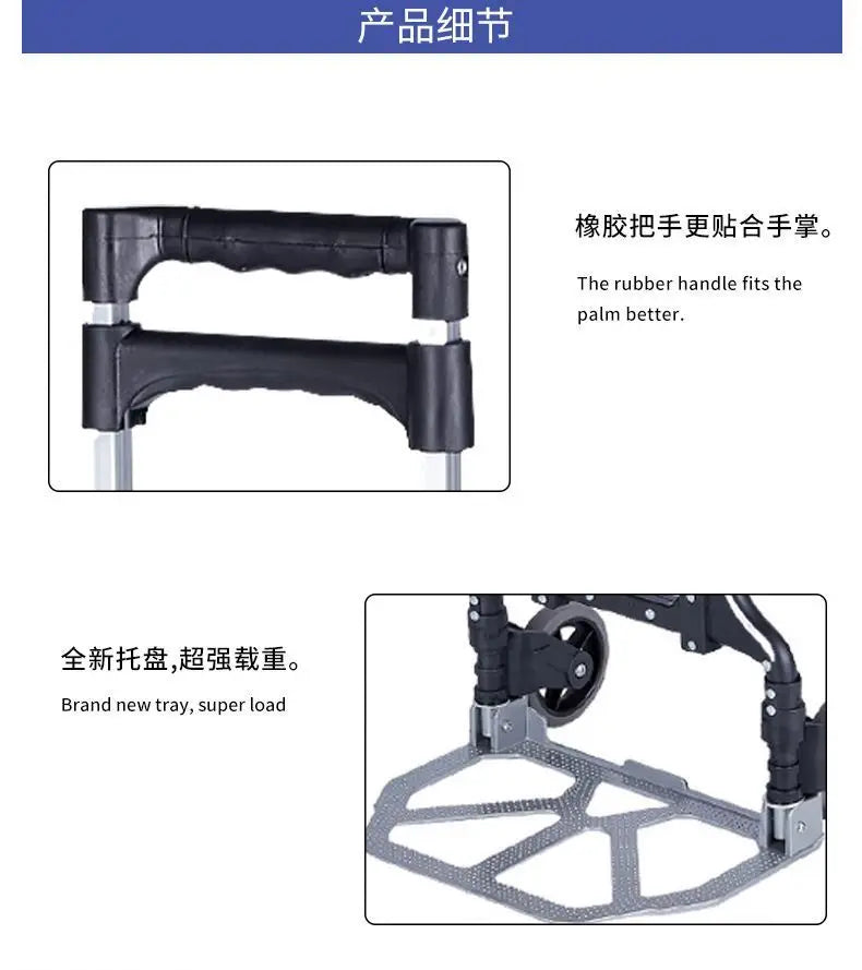 Factory Wholesale Folding Stair Climbing Cart Portable Hand Truck Utility Dolly W/ Bungee Cord