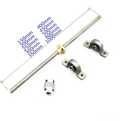 TEBAK D-09 CNC 3D Printer Parts 500mm 400 350 200 100 T8 8mm Lead Screw Lead Vertical Horizontal Kit KFL08 KP08 With Nut Bearing