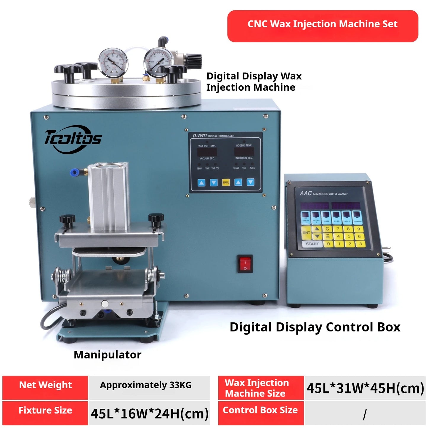 TEBAK Gold Silver Metal Jewelry Casting Equipment Vacuum Wax Injector Vacuum Casting Wax Injection Machine for Dental & Jewelry