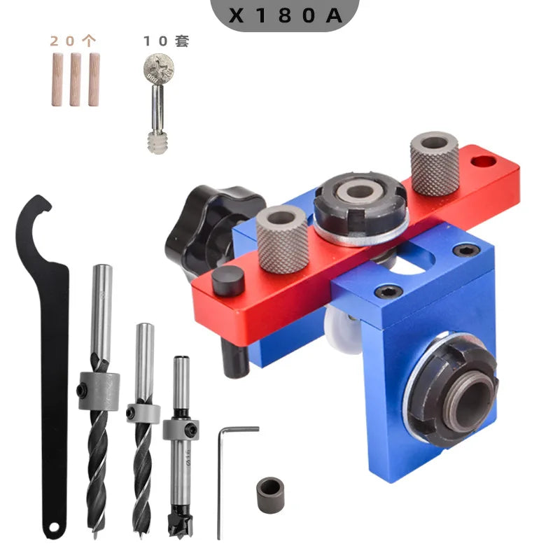 TEBAK W-146 Wood Joints Precision Laser Marking Scale 3 in 1 Doweling Jig Adjustable Pocket Hole Jig Drilling Guide Locator
