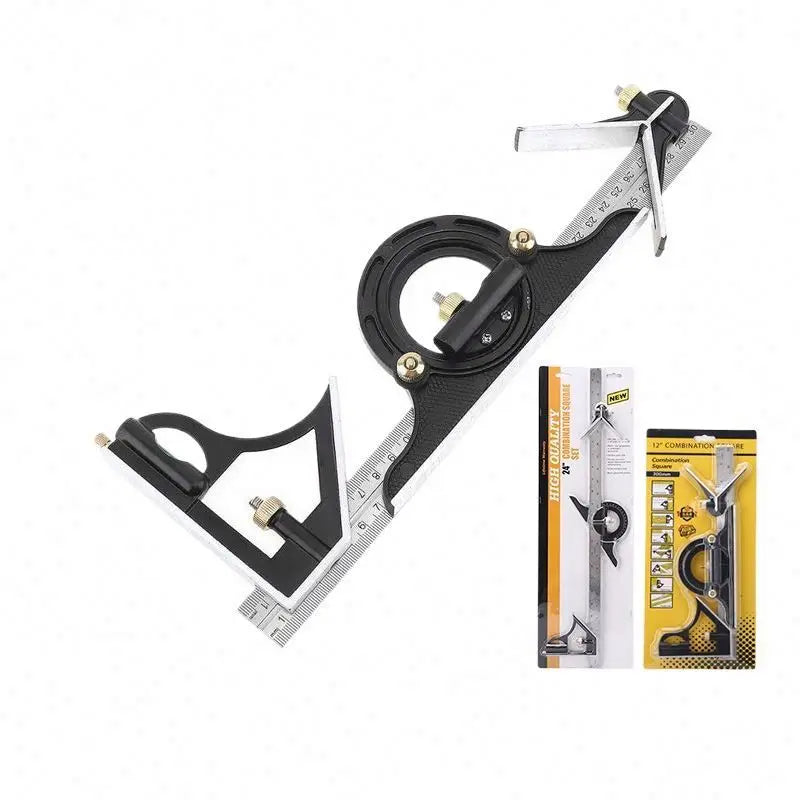 Stainless Steel Combination Tri-Square Set 300mm/12in Right Angle Ruler Combination Measuring Tool