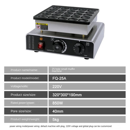 25pcs Electric Dutch Poffertjes Waffle Machine Small Round-Shape Mini Dutch Pancake Machine