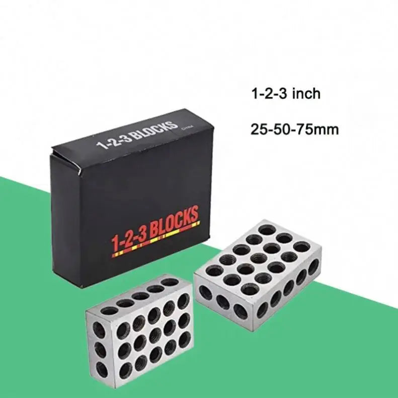 TEBAK 2Pc 5-50-75mm Hardened Steel Sparallel Clamping Block Set 23 Holes 1-2-3" Block Gauge 123 Parallel  Blocks