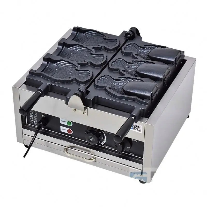 Hot Sell Nonstick Stainless Steel Taiyaki Machine Fish Waffle Commercial Electric Fish Shaped Waffle Maker
