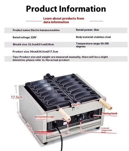 Waffle Maker Machine Custom Fashion Design Lpg Ng Gas Electric Long Waffle Maker Banana Shape Stick Commercial Waffle Maker