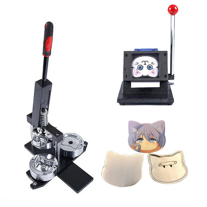 Hot Selling DIY Cat Photo 68*58mm Big Cat Shape  Badge Maker Button Machine + Paper Cutter + 100pcs Badge Parts