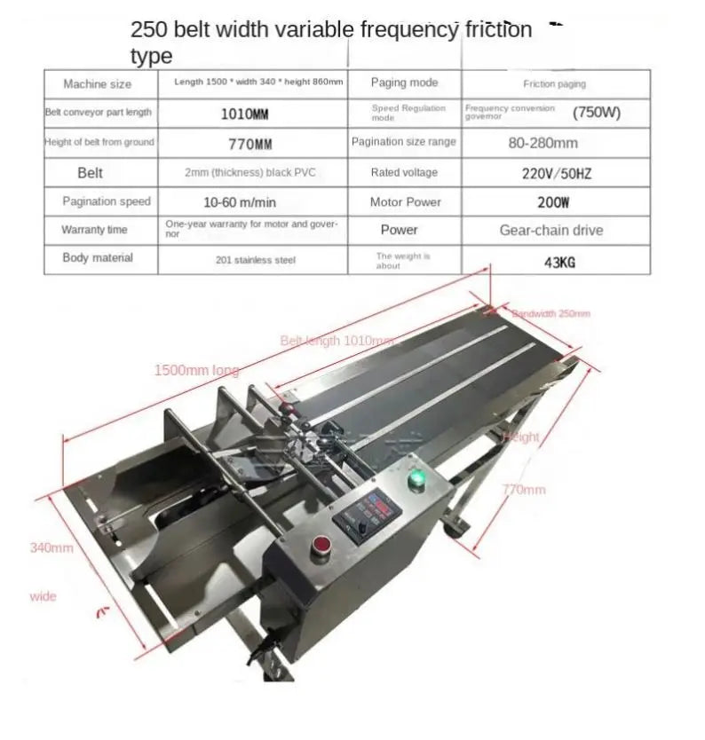 TEBAK SY-FY Automatic High Speed Friction Type Feeder Paper Card Box Counting Conveyor Belt Paging Machine