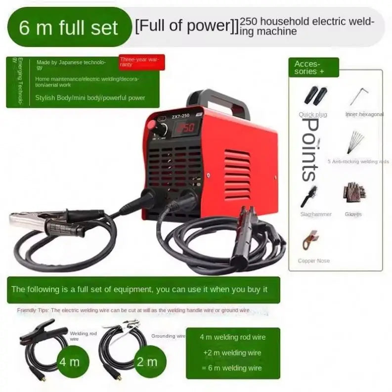 TK06 High Power Mini Handheld Inverter 200/250A Esab Ac Copper Wire Electric Portable Stick Arc Welding Machine