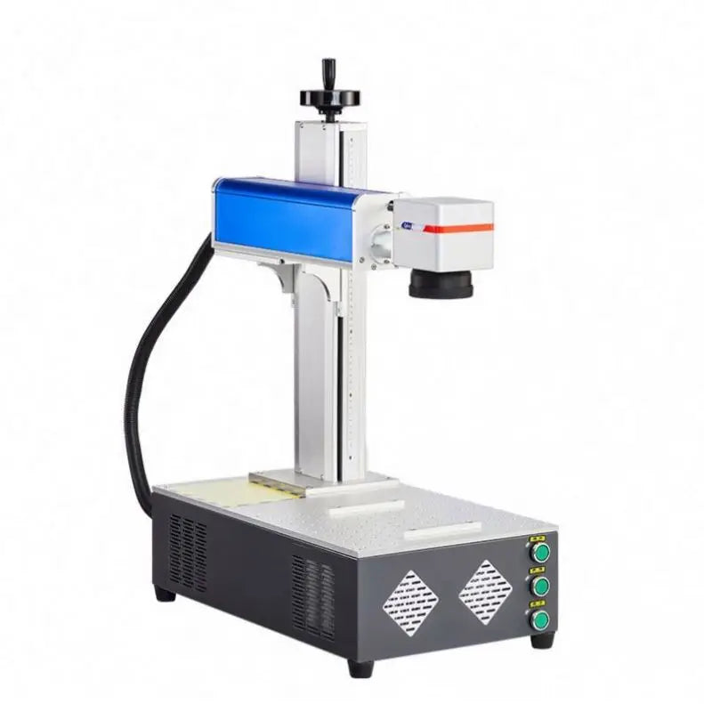 TEBAK PVC Plastic Stainless Steel Desktop Fiber Laser Nameplate Marking Machine 20W 30W Upgrade Rotation Axis