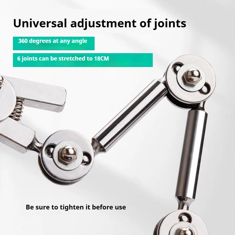 TEBAK Three-Hand Jewelry Welding Holder Fixture Precision Soldering Iron Clamp for 2 Head Welding Stable Adjustable Bench Tool