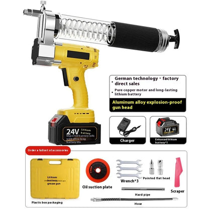 TEBAK Fully Automatic 24V 21V Professional Rechargeable Battery 24V Electric Grease Gun Oil Injector for Equipment Lubrication