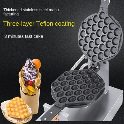 Eggy Maker Electric Bubble Waffle Maker 7.8'' NonStick Hong Kong Style Egg Waffle Iron Baker With Timer & Temperature Control
