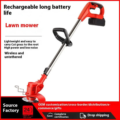 Portable Lightweight 21V Cordless Electric Grass Trimmer Weed Eater with 1 Rechargeable Battery and Folding Handle for Lawn Use