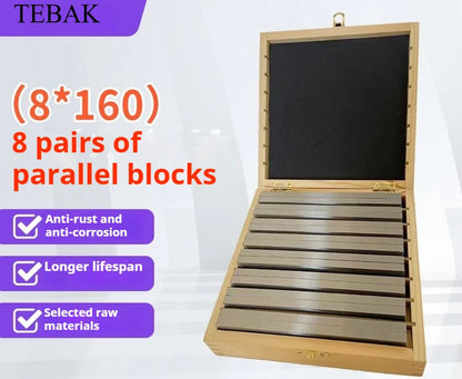 TEBAK Machine Tools 160x8mm 9pairs Precision Parallel Set Parallelism: 0.005mm Parallel Bock Set Block Gauge Gage
