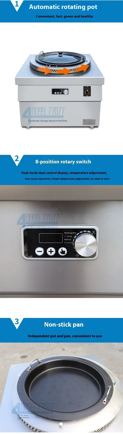 TEBAK Electromagnetic Fried Dumpling Rotating Frying Oven Commercial Induction Cookers Single Burner Induction Wok Cooker