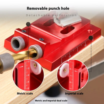 TEBAK W-147 Joinery Work OEM Alloy Pocket Hole Jig Two Hole Wood Jig System Kit with Drill Guide Step Drill Bit Plugs Screws