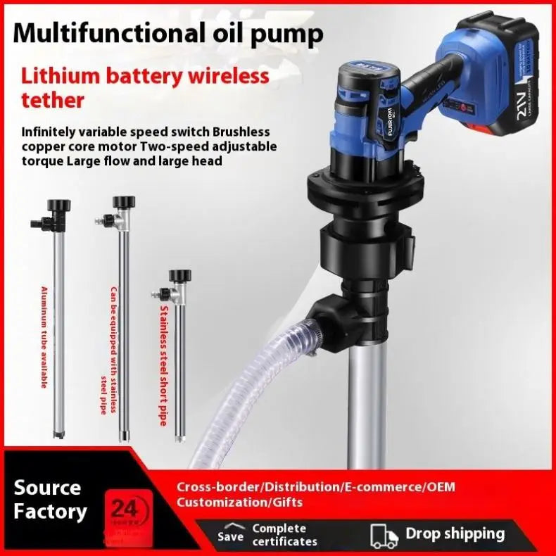 Li Battery Drum Barrel Oil Diesel Fuel Water Transfer Pump Electric Power Barrel Pump Machine Electric Water Pump 12v