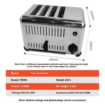 Toaster Stainless Steel Bread Bun Burger Electric Conveyor Commercial 4/6 Slice Bread Toaster Electric Bread Maker Toaster Oven