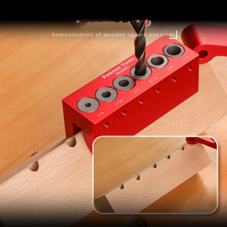 TEBAK W-126 Carpenter Portable Drilling Guide 6 Hardened Drill Guides Vertical Pocket Hole Jig Dowel Positioner Locator