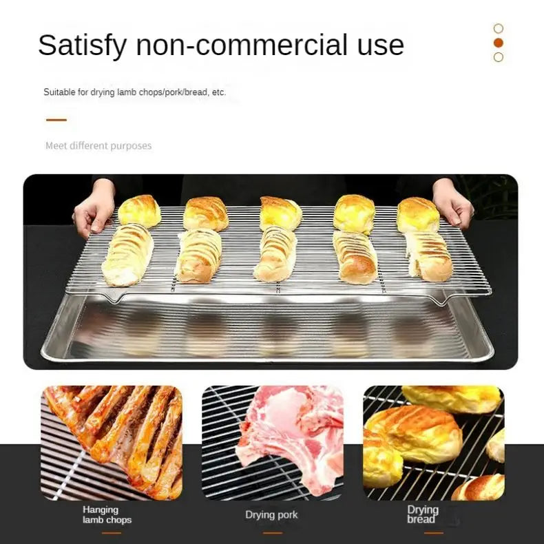 Household Upside Down Non-stick Black Carbon Steel Cake Bread Biscuit Baking Drying Net Cooling Rack