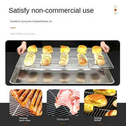 Household Upside Down Non-stick Black Carbon Steel Cake Bread Biscuit Baking Drying Net Cooling Rack