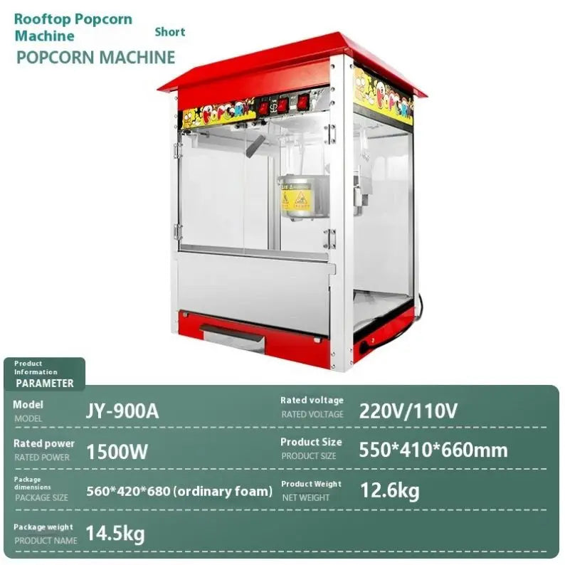 Red Roof Commercial Electric Pop Corn Making Maker Customized Popcorn Machine Popcorn Machine 8oz Kettle Popcorn Machine