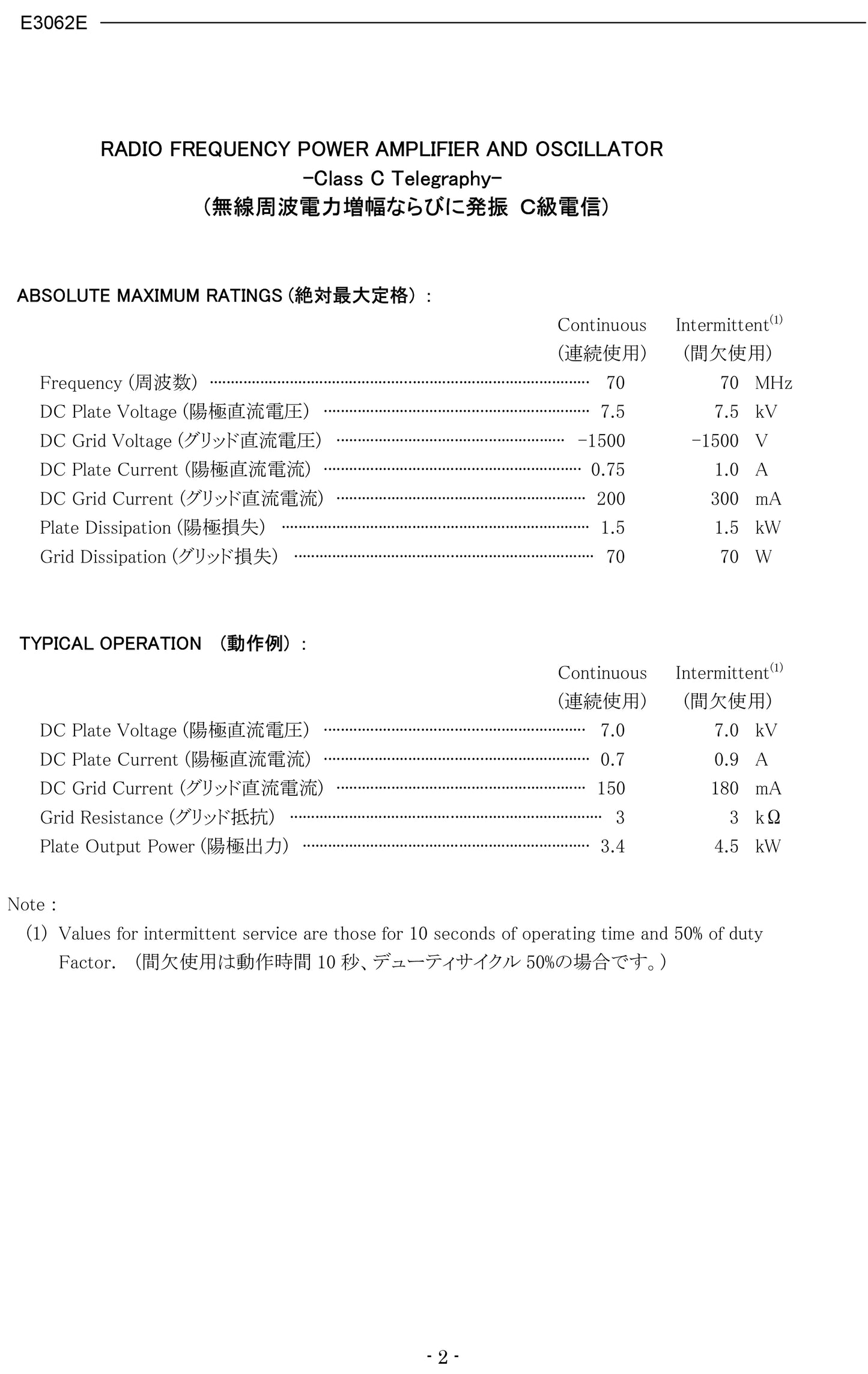 TEBAK Original Japan E3062E RF Electron Triode Oscillator Oscillation Tube Lamp Power Tube for High Frequency Machine